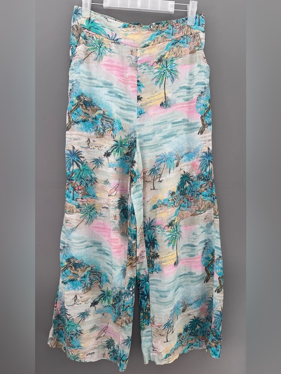 C&C California Pants - C & C CALIFORNIA womens M LINEN Blend Tropical Wide Leg PANTS Boho Beach VACA